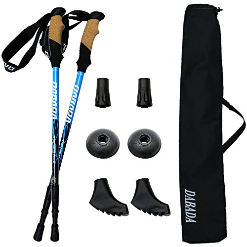 DABADA（ダバダ） SG承認品 軽量アルミ製 トレッキングポール 2本セット Amazon限定キット付 アンチショック機能付 【軽量220g コンパクト最少56.5cm】 (アルミブルー) 1枚目 画像