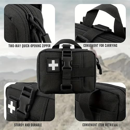[THREE RABBITS]救急キット メディカルポーチ アウトドア ハイキング、ハンティング、旅行用 サバイバルゲーム 耐摩耗性素材 モーリースタイル ファスナーストラップ (レッド) 最後 画像