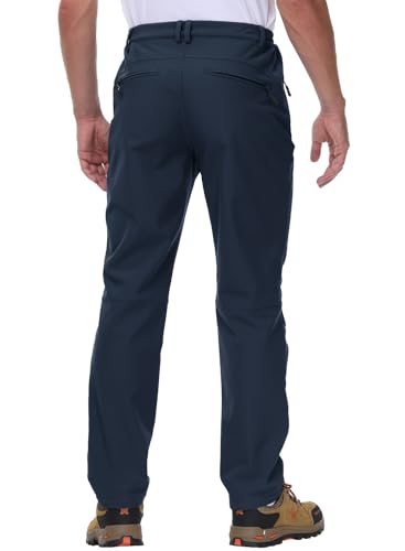 [TBMPOY] 防寒ズボン メンズ 裏起毛 トレッキングパンツ レジャー 撥水 厚手 防風 登山ズボン ソフトシェルパンツ アウトドア ウォーキング バイク 作業着 秋冬用 暖パン (ネイビー M) 最後 画像