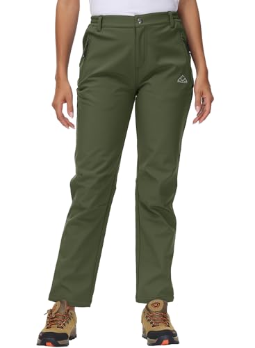 [YSENTO] 裏起毛 パンツ レディース 防寒 山ガール アウトドアファッション トレッキングパンツ 防風 吸汗速乾 撥水ズボン 登山ズボン ハイキング 冬山 街使い 通勤 真冬作業 厚手 秋冬用 グリーン M 最後 画像