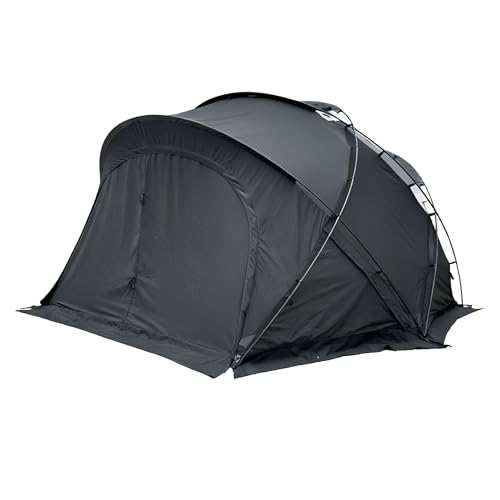 「Shelta Pod」「G-TENT-M200」TC素材シェルターテント シェルタードームテント 拡張テント 4-6人用 幅350cm 防水防風 煙突穴付き 持ち運び楽々 収納バッグ付き コットン 4シーズン 大型ルーフフライ付き 耐水圧5000mm 日本語取扱説明書付き（TC素材ブラック） 画像1