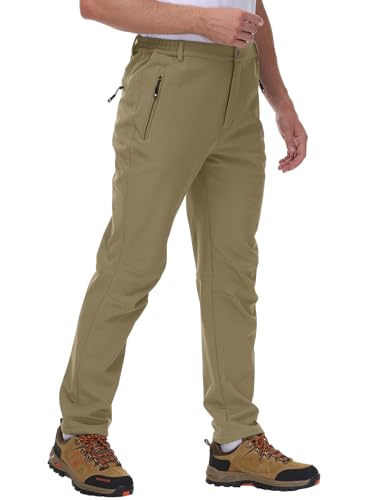[YSENTO] 登山パンツ メンズ アウトドアパンツ 防寒 防風 耐摩耗 裏起毛 トレッキングパンツ 釣り 作業服 ズボン 秋冬 62-カーキ L 中間 画像