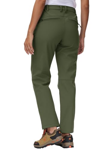 [YSENTO] 裏起毛 パンツ レディース 防寒 山ガール アウトドアファッション トレッキングパンツ 防風 吸汗速乾 撥水ズボン 登山ズボン ハイキング 冬山 街使い 通勤 真冬作業 厚手 秋冬用 グリーン M 中間 画像