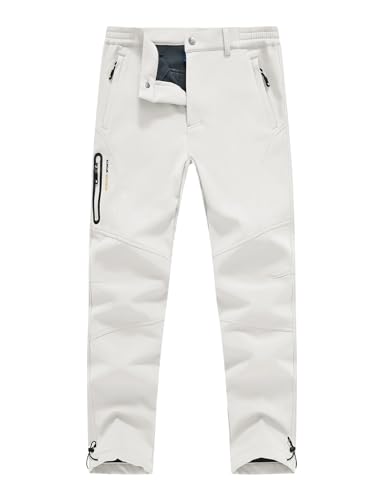 [TBMPOY] 裏起毛パンツ メンズ 防風 防寒ズボン トレッキングパンツ 冬 厚手 作業ズボン 暖パン マルチポケット 防撥水 キャンプ ハイキング ウォーキング 登山 釣り クライミング アウトドアウェア ホワイト 2XL 画像1