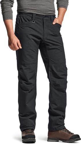 [CQR] 防寒 保温 撥水 パンツ メンズ [撥水・防風・裏起毛] ストレッチ アウトドア 登山 キャンプ 作業着 トレッキングパンツ 冬用 暖パン 裏フリース ロングパンツ HLP831-BLK_30W/30L 画像1