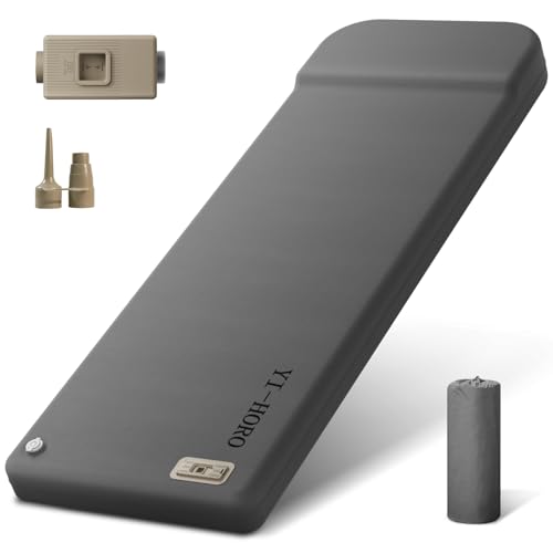 【ワンタッチ！電動排気+電動膨張+高反発スポンジ】エアーマット キャンプ マット 30秒自動膨張 50秒電動排気 1人用 電動ポンプ内蔵 2.7㎏ 高R値9.5 190x 66x8cm 高反発 無臭 静音 寝心地よい アウトドア用 持ち運び便利 災害用 収納ケース付 (グレー) 画像1