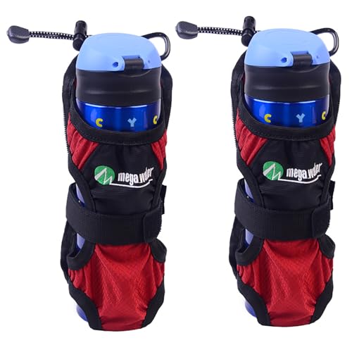 2個入 水筒ケース ボトルポーチ ペットボトルホルダーカバー 折り畳み 収納 携帯用 軽量 旅行 登山 キャンプ 男女兼用 アウトドア ケトル ドリンクホルダー (レッド) 1枚目 画像