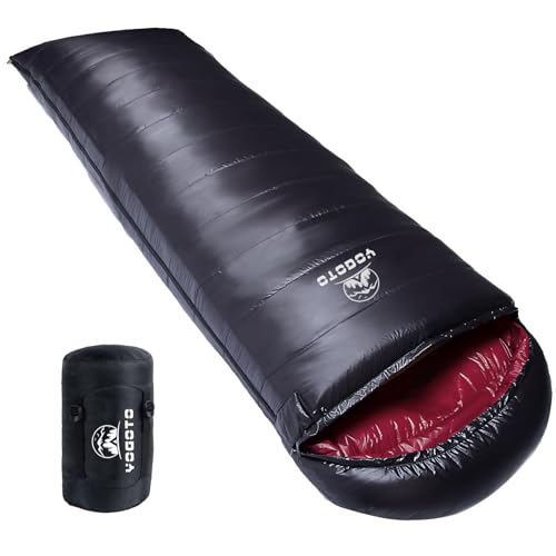 【YOGOTO】 ダウン シュラフ 冬用 寝袋 650FP 高級ダウン マミー型 コンパクト 連結可能 車中泊り 登山 封筒型 スリーピングバック 防災 避難用 撥水 最低使用温度 -15度 ブラック(封筒型・左ジッパー) 1枚目 画像