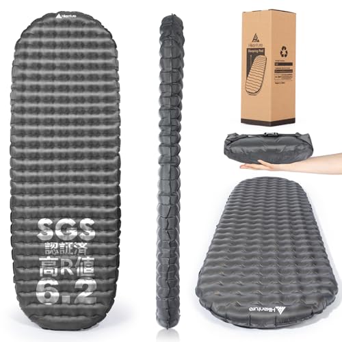 Hikenture高R値6.2 エアーマット【8.5cm極厚●超軽量●SGS認証】断熱性高い･冬キャンプ適用 コンパクト収納可能 エアポンプ･取扱書･収納袋･補修テープ付 登山用 車中泊 テント アウトドア 防災 登山 耐水加工 防水 画像1