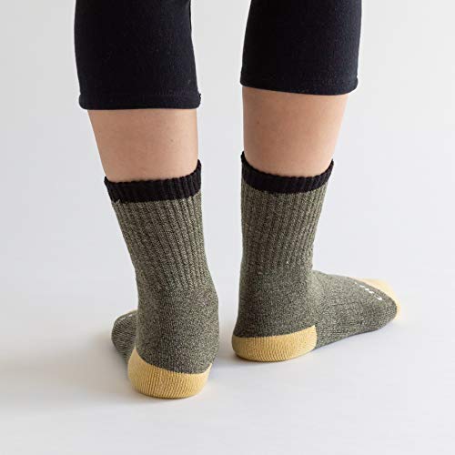 [千代治のくつ下] 本格トレッキングソックス(登山用靴下) レディース 2足組 22-24cm ブラック&オリーブ 日本製 中間 画像