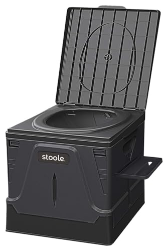 スツーレ 【防災グッズ大賞2025】 簡易トイレ 災害用トイレ ポータブルトイレ 防災 アウトドア 非常用 折りたたみ 携帯 stoole (ブラック, Lサイズ (排便袋&凝固剤付き)) 画像1