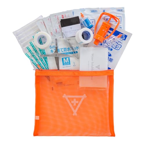 ミニ 救急セット 日本製 品質 フラバ 携帯用 A5サイズ 救急箱セット 救急バッグ 救急箱 持ち運び 応急手当用品 (ポイズン有) ポイズンリムーバー キャンプ アウトドア スポーツ イベント 登山 防災士監修 ファーストエイド キット ポイズンリムーバー 画像1