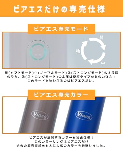 Viaes（ビアエス）【正規品】充電式 携帯おしり洗浄器【水圧強い ストロングモード搭載】（USBケーブル、予備ノズル、専用ポーチ） 電源不要 簡易 シャワー ウォッシュ トイレ ハンディ ポータブル (a.ホワイト/ジョイントなし) 最後 画像