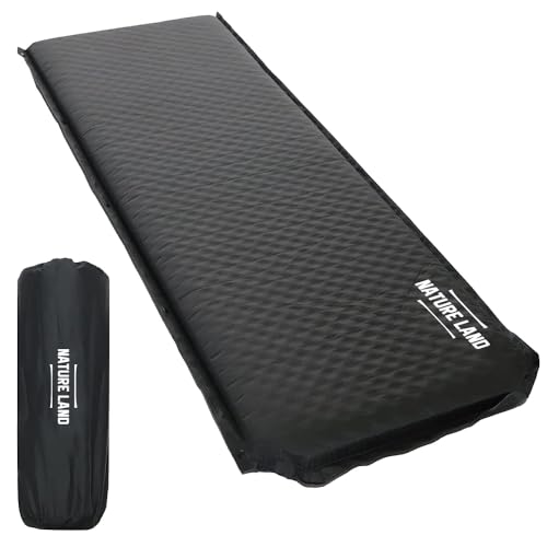 【キャンプインストラクター推薦】NATURE LAND キャンプ マット 極厚 10cm インフレーターマット エアーマット ポンプ機能付き (ブラック) 画像1