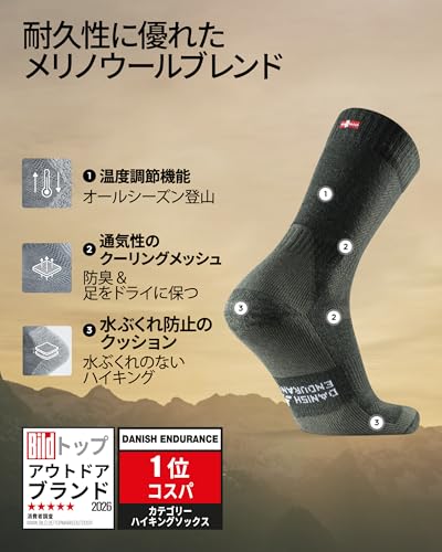 [DANISH ENDURANCE] ハイキングソックス（フォレストグリーン 22.0-24.5cm） 最後 画像