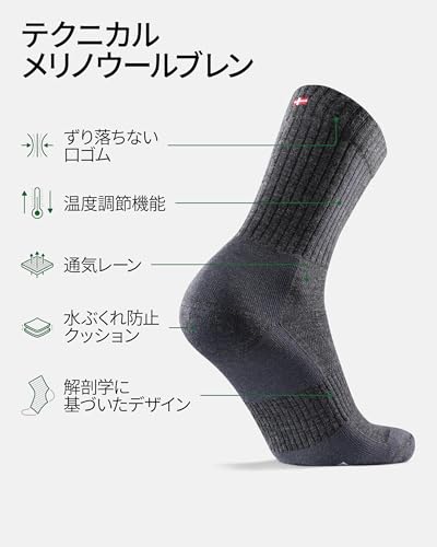 [DANISH ENDURANCE] メリノウールプレミアムハイキングソックス マルチカラー （ネイビー／グレー）25.0~28.0 cm 2足 最後 画像