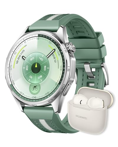 【FreeBudsセット】HUAWEI WATCH GT 6 46mm スマートウォッチ 1.47インチ大画面 最長21日間バッテリー ゴルフ/サイクリング/登山 スポーツモード100種類以上 GPS搭載 情緒/健康モニタリング iOS & Android対応 グリーン+HUAWEI FreeBuds SE 3 ワイヤレスイヤホン 1枚目 画像