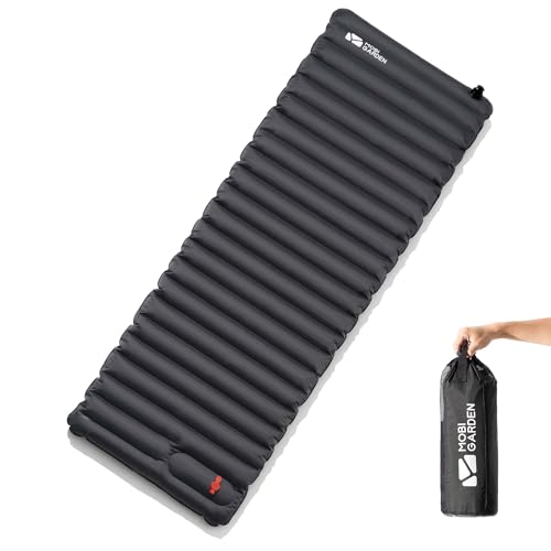 MOBI GARDEN エアーマット【足踏み＆ポンプ両対応】 キャンプ マット 1人用 コンパクト 超軽量 防災グッズ アウトドアグッズ ハイキング お花見に 登山 旅行 車中泊 収納袋付き (シングル グレー) 画像1