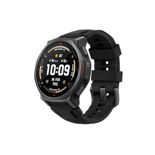 Amazfit T-Rex 3 Pro 44mm スマートウォッチ 登山 トレイルランニング ヤマレコ ヤマップ G5チタン合金 サファイアガラス スピーカー内蔵 フラッシュライト iPhone Android対応 GPS 6衛星 ミリタリー 3種類オフラインマップ ナビゲーション ルートインポート 10ATM防水 AIによる音声操作 (タクティカルブラック) 画像1