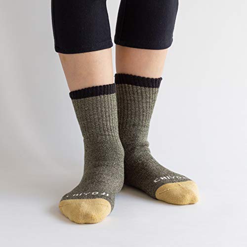 [千代治のくつ下] 本格トレッキングソックス(登山用靴下) レディース 2足組 22-24cm ブラック&オリーブ 日本製 中間 画像