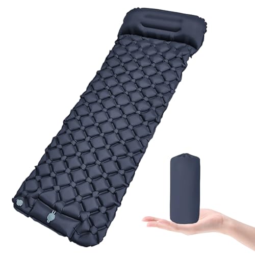 Ameg エアーマット キャンプ マット 【足踏み式・枕付き・11cm厚さ】無限連結可能 枕付き エアマット キャンプ 車中泊 防災 軽量 コンパクト 軽量600g 防水防潮 持ち運び便利 キャンプ用品 1枚目 画像