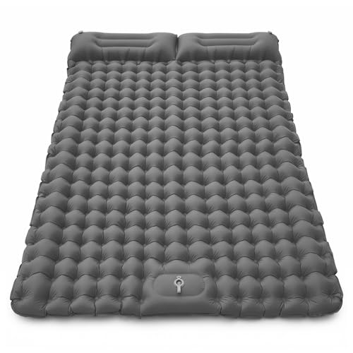 【CellBeat】強化版！エアーマット キャンプ マット ダブル【10cm極厚・耐荷重300kg・高R値4.0】足踏み式 耐穿刺/抗菌防撥水/二人用 人間工学枕付き 超軽量 膨らみやすい 寝心地良い 幅広設計 コンパクト 簡単収納 車中泊/防災/登山/テント/カップル対応 補修テープ&収納袋付&日本語説明書 画像1