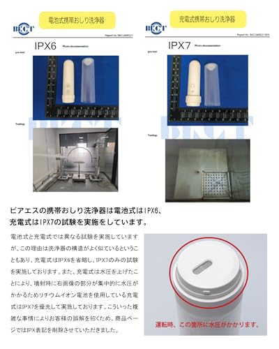 Viaes（ビアエス）【正規品】充電式 携帯おしり洗浄器【水圧強い ストロングモード搭載】（USBケーブル、予備ノズル、専用ポーチ） 電源不要 簡易 シャワー ウォッシュ トイレ ハンディ ポータブル (a.ホワイト/ジョイントなし) 中間 画像