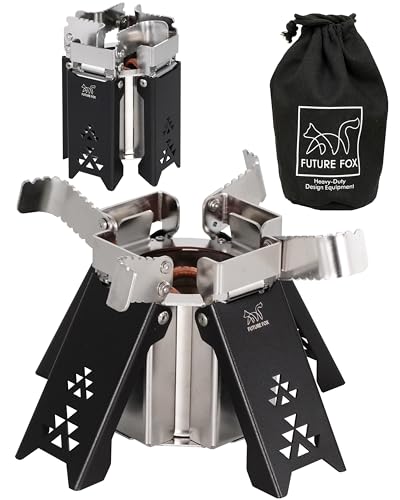 FUTUREFOX FOX-BLAZE (フォックスブレイズ) 五徳付き アルコールバーナー アルコールストーブ アルスト 登山 収納ポーチ付き 高火力 コンパクト キャンプ 防災 アウトドア (ブラック) 1枚目 画像