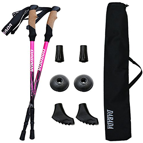 DABADA(ダバダ) SG承認品 軽量アルミ製 トレッキングポール 2本セット Amazon限定キット付 アンチショック機能付 【軽量220g コンパクト最少56.5cm】 (アルミピンク) 1枚目 画像