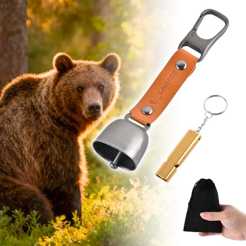 SOHAPI 熊よけ鈴 消音機能付き 熊鈴 くまよけ鈴 大音量 ホイッスル コンパクト収納 袋付き (ブラウン) 画像1