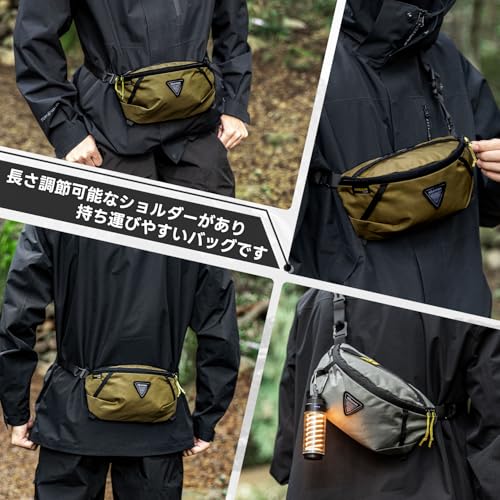 ウエストバッグ 多機能 ウエストポーチ ボディバッグ 登山用ポーチ 大容量 軽量 耐摩耗性 かっこいい バイク アウトドア サイクリング 旅行 登山 散歩 中間 画像