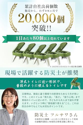 FUTUREFOX 【防災士推奨】 簡易トイレ 災害用 防災トイレ ポータブルトイレ コンパクト 耐荷重150kg トイレキット付属 (簡易トイレ（本体）) 中間 画像