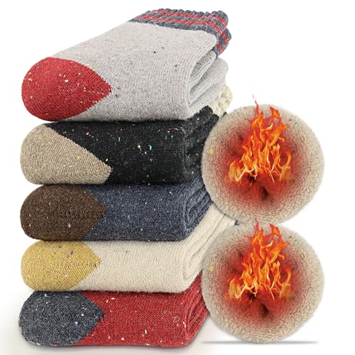 [APIKIE] 靴下 レディース ソックス 冬 零下防寒・三重保温・高めの履き口 蒸れにくい 暖かい靴下ウールソックス 防寒保温 可愛いくつした 耐久 伸縮性 カジュアルソックス 登山 22-25.5cm 1枚目 画像