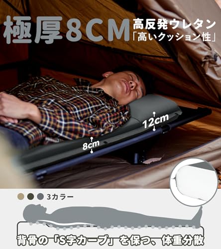 HIKENTURE インフレーターマット【極厚8cm・R値6.2】2WAY逆止弁 枕付き 無限連結 アウトドア 車中泊 マット 固定用バンド付き 収納袋付き 来客用 防災対策 最後 画像