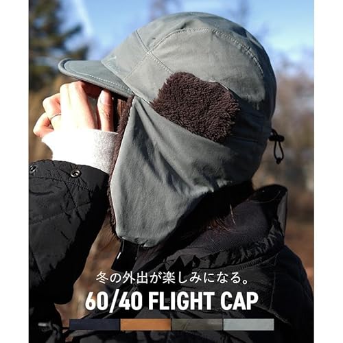 [ナコタ] 帽子 ロクヨンクロス フライトキャップ イヤーフラップキャップ 大きいサイズ メンズ レディース 軽撥水 スノボ 冬 可愛い オシャレ 黒 フリー(M) サイズ(頭周り56～58cm) カーキ 最後 画像